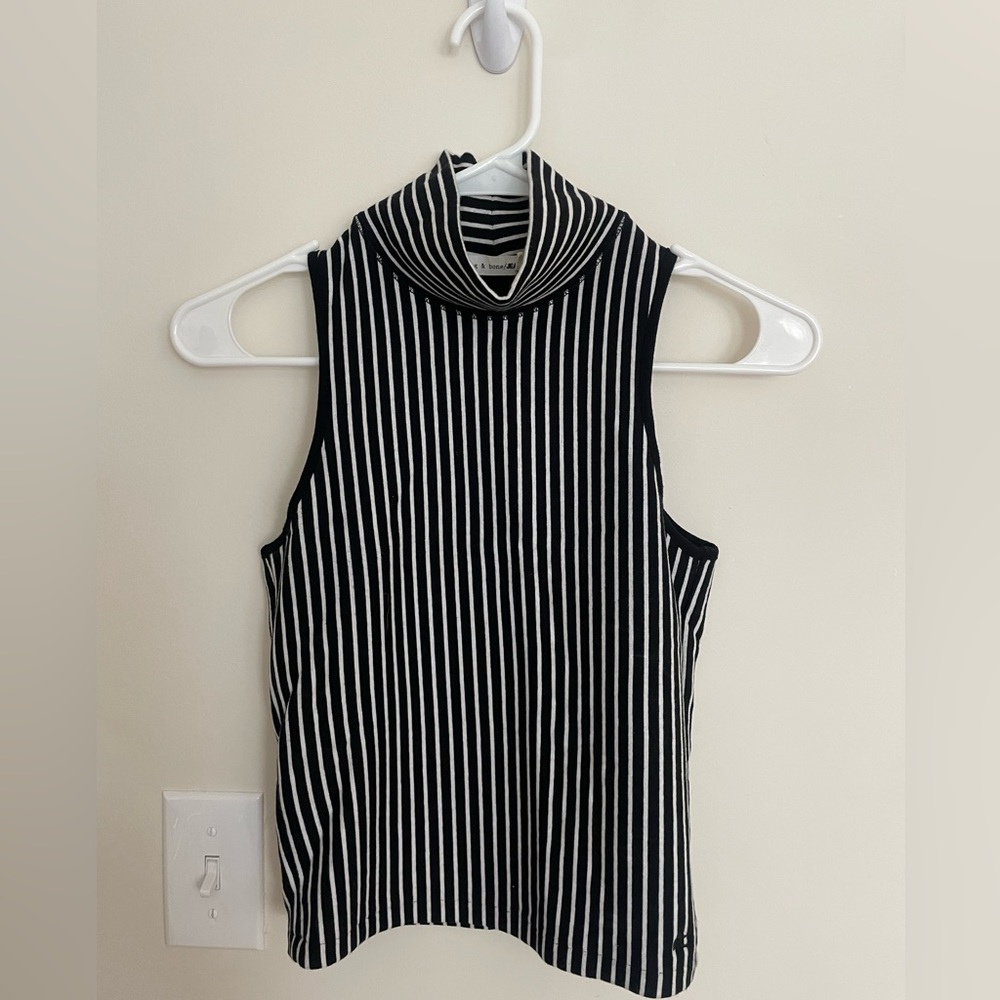 Rag and Bone Striped High Neck Tank